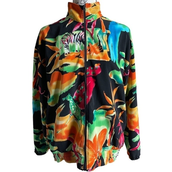 Vintage Erin London Safari Bomber Jacket | Zebra Jungle Print | Size M - Picture 3 of 12